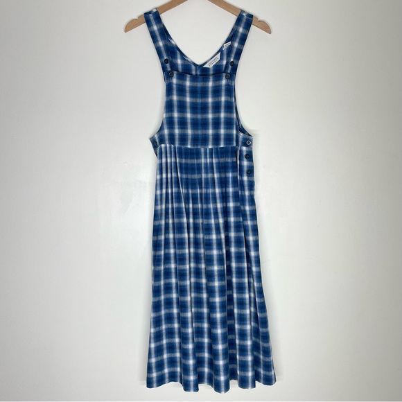 VINTAGE Express Plaid Overall Maxi Dress Cottagecore Yellowstone America - Picture 1 of 10